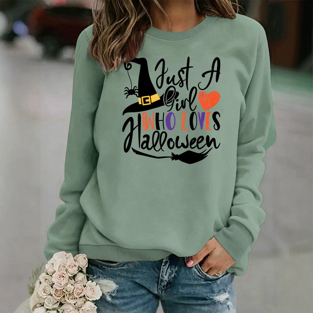 Pattern printed round neck fleece hoodie for women