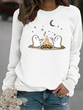 Printed round neck fleece hoodie