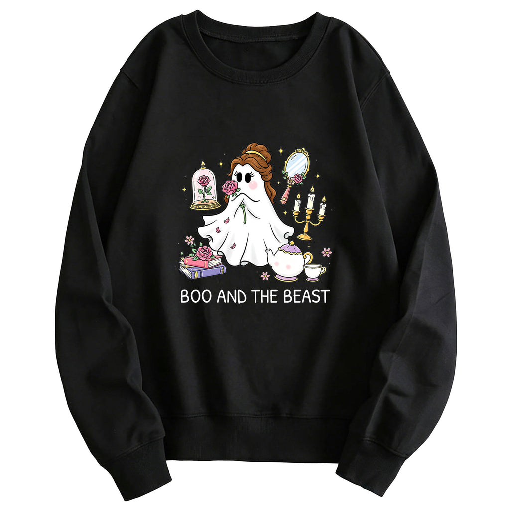 Printed round neck hoodie