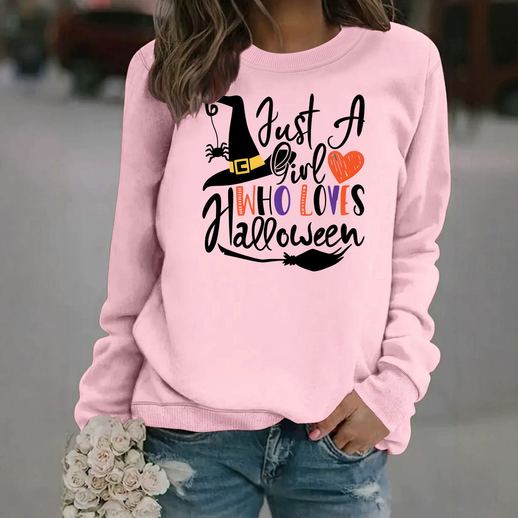 Pattern printed round neck fleece hoodie for women