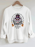 Printed round neck fleece hoodie